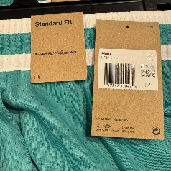 Nike Air Jordan Sport Mens Dri-FIT Mesh Diamond Shorts $50 in Washed Teal - Picture 9 of 9